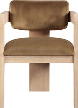 Sacha - Velvet Dining Chair With Natural Base (Set of 2) - Saddle