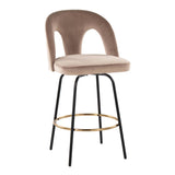 Ava - Upholstered Fixed-Height Barstool (Set of 2) - Black Base