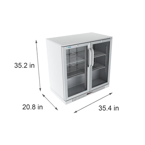 35 in. Two-Door Back Bar Refrigerator - 7.4 Cu Ft. BC-2DSW-SS