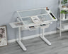 38.18" Hand Crank Adjustable Drafting Table Drawing Desk With 2 Metal Drawers With Stool