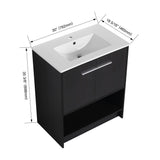 Modern Bathroom Vanity With Ceramic Sink, Freestanding Cabinet, Soft Closing Doors