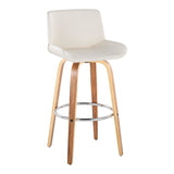 Santi - 30" Fixed-Height Barstool With Swivel And Round Chrome Metal Footrest (Set of 2) - Zebra Wood