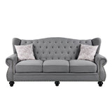 Hannes - Sofa With 2 Pillows - Gray Fabric