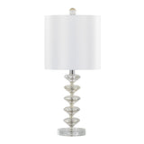 Diamond - Stacked Contemporary Crystal Table Lamp (Set of 2) - Clear / Off White / Chrome