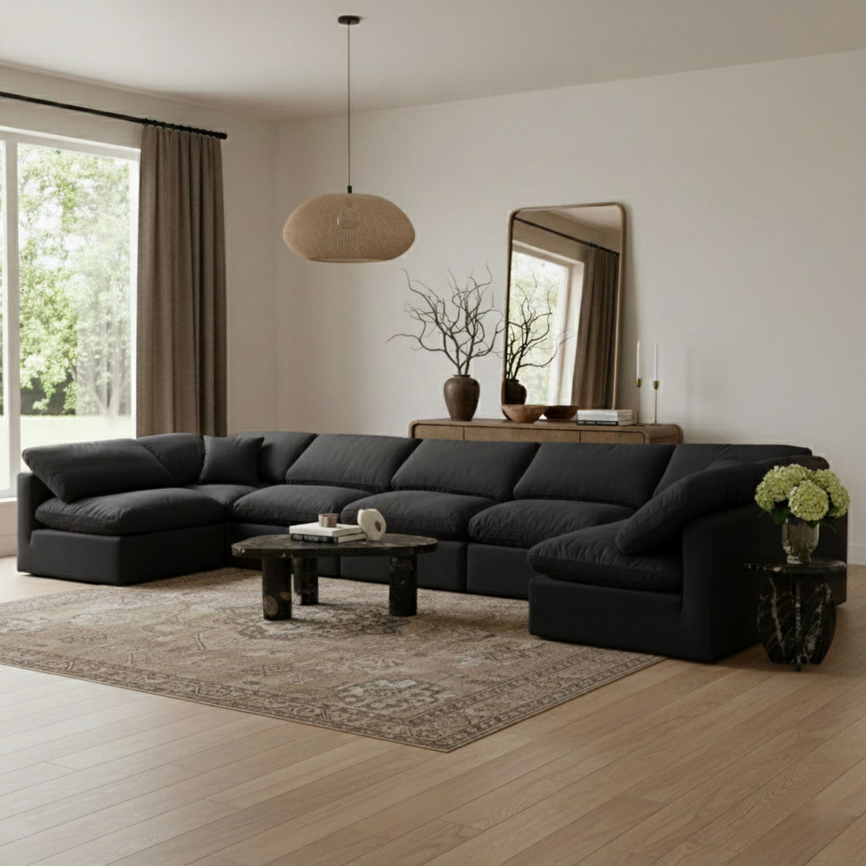 Indulge - Velvet 7 Piece Modular U-Shaped Sectional