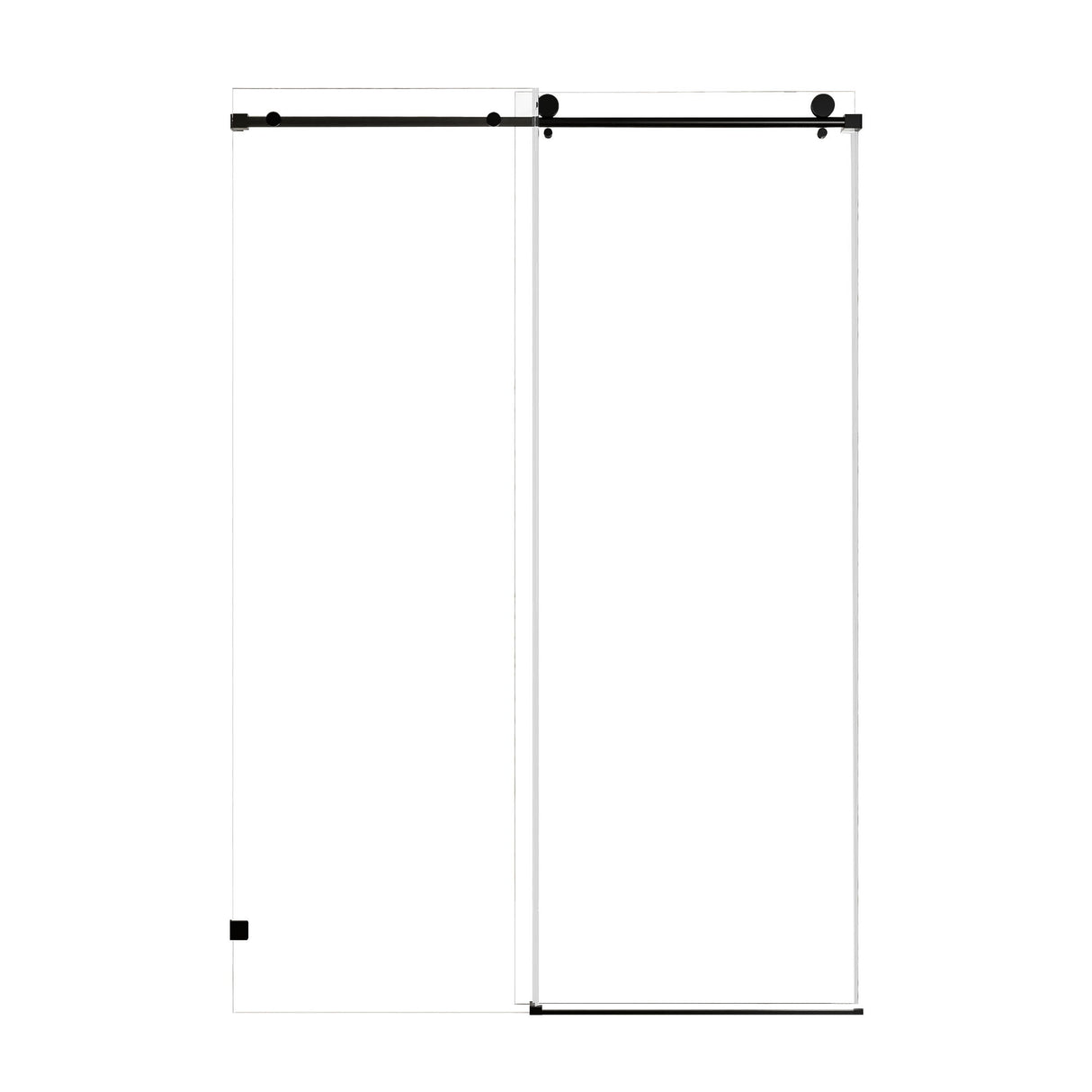 Frameless Single Sliding Soft Close Shower Door, 5 / 16" Clear Nano Coated Tempered Glass And 304 Stainless Steel Handle - Matte Black