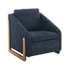 Modern Chenille Upholstered Armchair With Wooden Side Frame