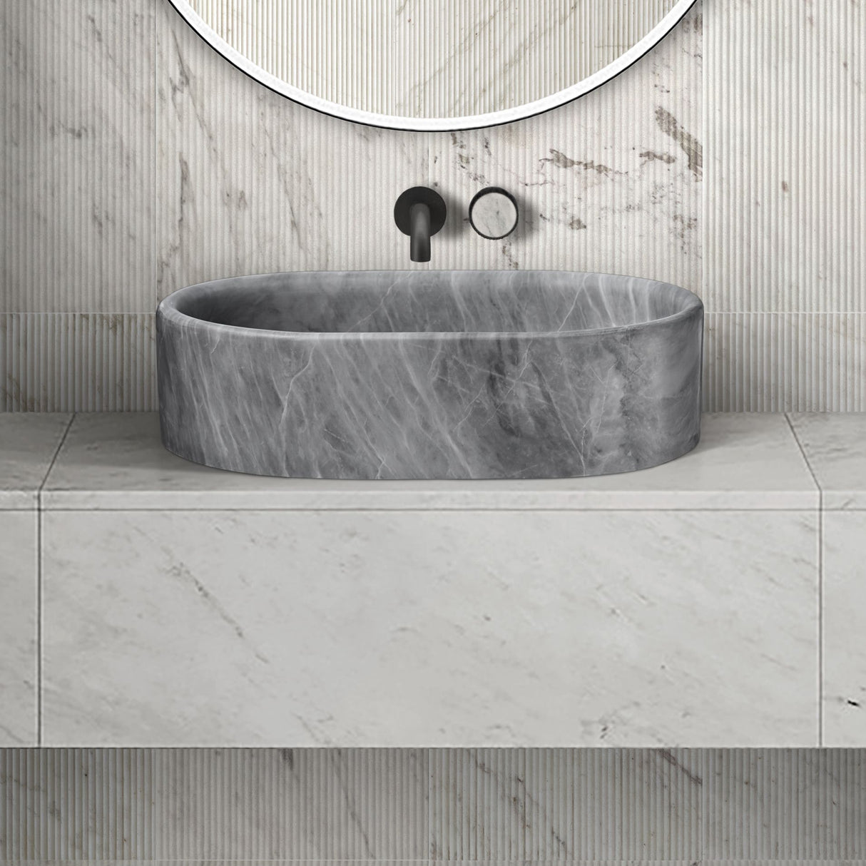 Bathroom Vessel Sink, Semi Polished Surface