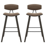 Fox - Bar Height Curved Back Wood Bar Stool With Faux Leather Seat