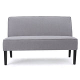 Contemporary Loveseat With Upholstered Fabric And Birch Wood Legs - Light Gray
