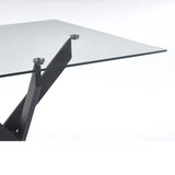 Dining Table With Cross Metal Leg And Tempered Glass, Modern Space Saving Kitchen Table For Living Room Legs, Square Table