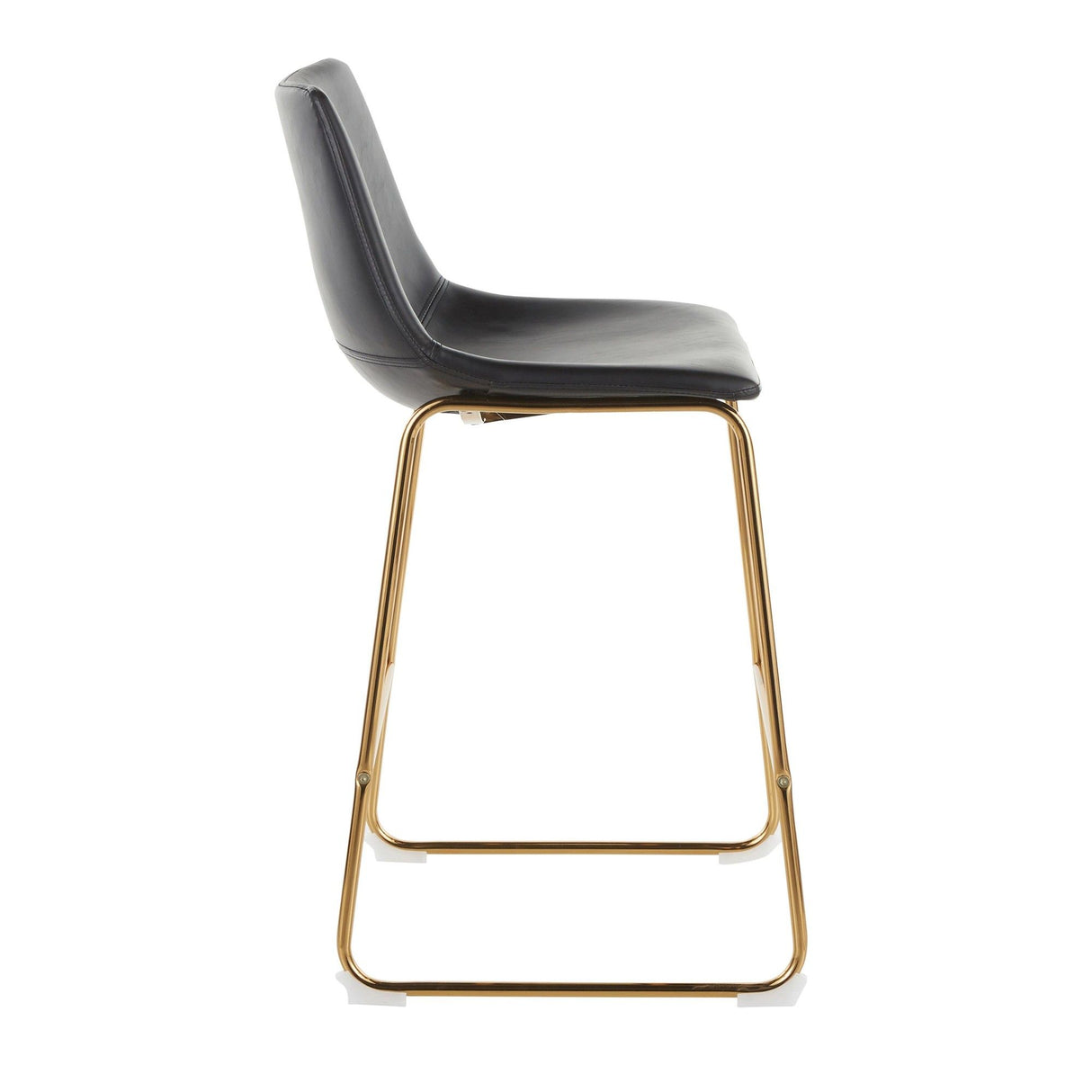 Duke - Contemporary Counter Stool (Set of 2) - Gold Metal And Black Faux Leather