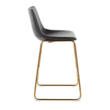 Duke - Contemporary Counter Stool (Set of 2) - Gold Metal And Black Faux Leather