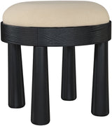Larea - Linen Textured Fabric Ottoman - Black Base