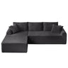 Modular Corduroy Sectional With Arched Armrests, Includes 3 Back Cushions & 2 Throw Pillows