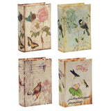 Book Boxes With Birds, Flowers, And Handwriting Design (Set of 4) - Multi
