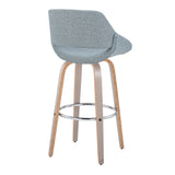 Fabrizzi - 30" Fixed-Height Barstool With Swivel And Round Chrome Metal Footrest (Set of 2) - Light Gray Wood