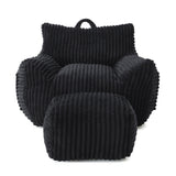 Giant Plush Bean Bag Chair With Armrests And Footstool