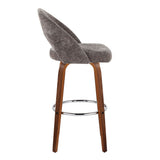 Renee - Upholstered Fixed-Height Barstool (Set of 2) - Walnut Wood, Chrome Metal