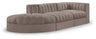 Rummi - Velvet Performance Fabric Upholstered 3 Piece Modular Sectional