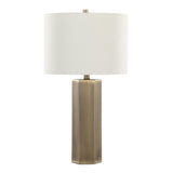 Huit - 26" Metal Table Lamp (Set of 2) - Antique Brass And White Linen