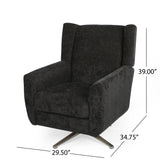 Contemporary Swivel Chair With Wingback Design - Black