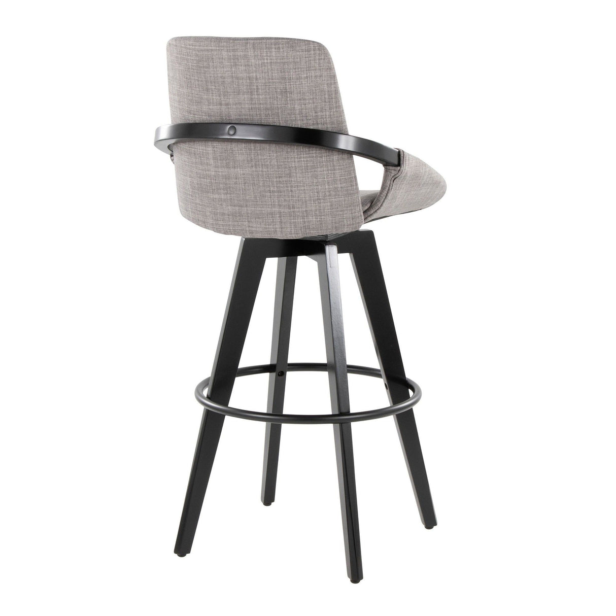 Cosmo - Fixed-Height Barstool (Set of 2) - Black Wood Base, Black Footrest