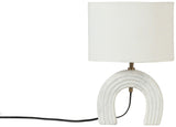 Lithos - Genuine Marble Base And Linen Textured Fabric Shade Table Lamp