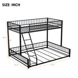 Bunk Bed Frame With Ladder And Safety Guardrails
