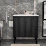 Bathroom Vanity With Ceramic Sink, Floor-Standing Design, Soft-Closing Drawers