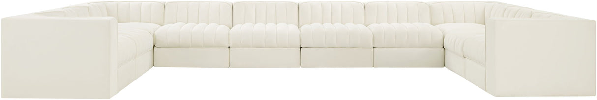 Rummi - Velvet Performance Fabric Upholstered 10 Piece Modular Sectional