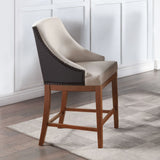 Gilsea - Counter Height Chair Set of 2) - Fabric, Brown Synthetic Leather & Brown
