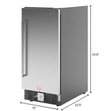 15 in. Small Stainless Steel Built-In Refrigerator and Beverage Cooler, 3 cu. ft. - KM-BIR3C-SS.
