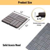 Acacia Wood Interlocking Deck Tiles Checker Pattern For Outdoor Flooring