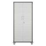 Metal Garage Storage Cabinet With Wheels Heavy Duty Tool Storage Cabinet - Brushed Nickel