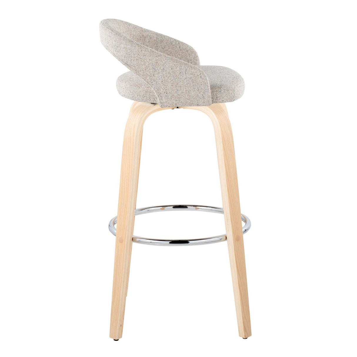 Grotto - Upholstered Fixed-Height Barstool (Set of 2) - Natural Wood