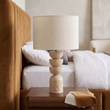Opus - Travertine, Linen Textured Fabric And Brass Table Lamp - Travertine