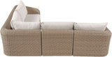 Seacrest - 123.25" Olefin Water Resistant Fabric And Wicker 4 Piece Outdoor Patio Modular Sectional