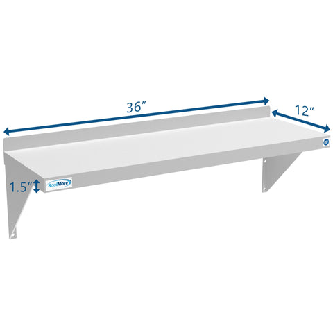 12" x 36" 18-Gauge Stainless-Steel Heavy Duty Wall Shelf, WMSH-1236.