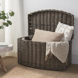 Joseph - Rectangular Curve Resin Woven Wicker Trunk With Handles Multi Purpose Storage - Walnut Brown