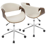 Curvo - Office Chair - Walnut And Cream
