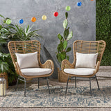 Modern Aesthetic Outdoor Rattan Accent Chair With Metal Legs