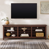 Modern 3 Shelf Open Storage 70" TV Stand For 80" TVs - Brown