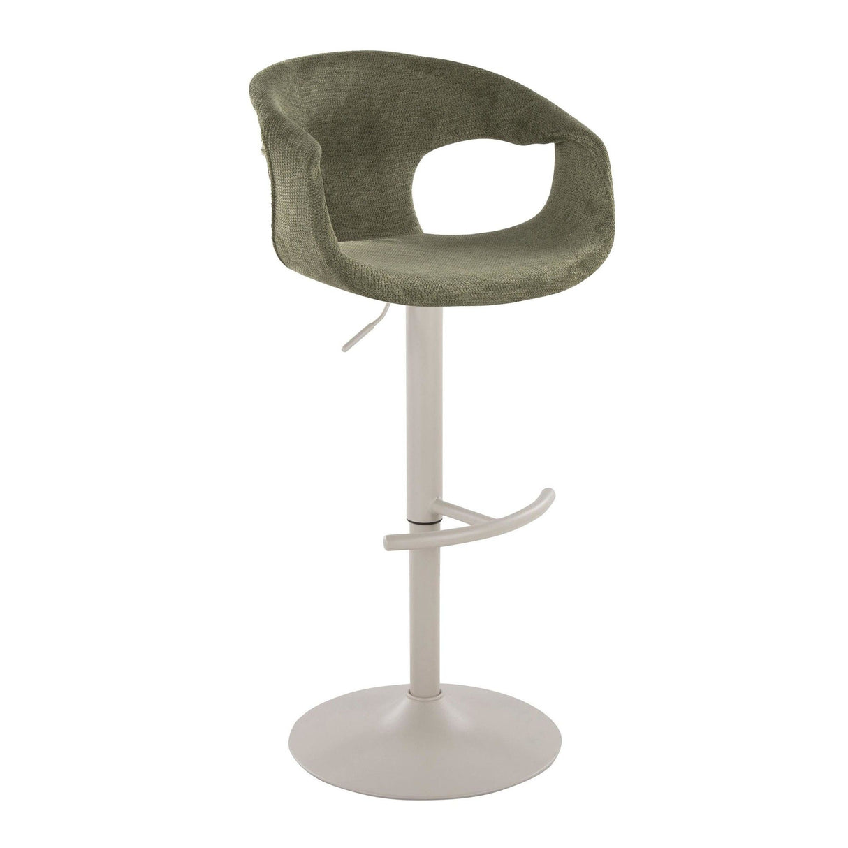 Curvo - Adjustable Barstool With Rounded T Footrest (Set of 2) - Pearl Gray Metal