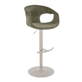 Curvo - Adjustable Barstool With Rounded T Footrest (Set of 2) - Pearl Gray Metal