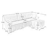 Sofa Set With Ottoman And Pillows, Textured, High Resilience Cushions