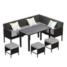 7 Piece Outdoor Furniture Set Waterproof Cushions Glass Table
