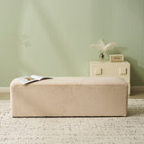 Long Plush Ottoman, Simple Footstool And Seat For Home Use - Almond