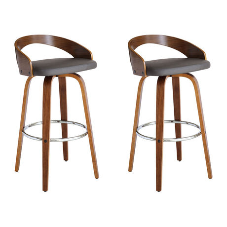 Sonia - 30" Bar Height Swivel Bar Stool - Walnut Wood
