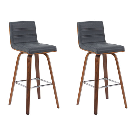 Vienna - Modern Swivel Bar Height Stool - Walnut Finished Wood Frame